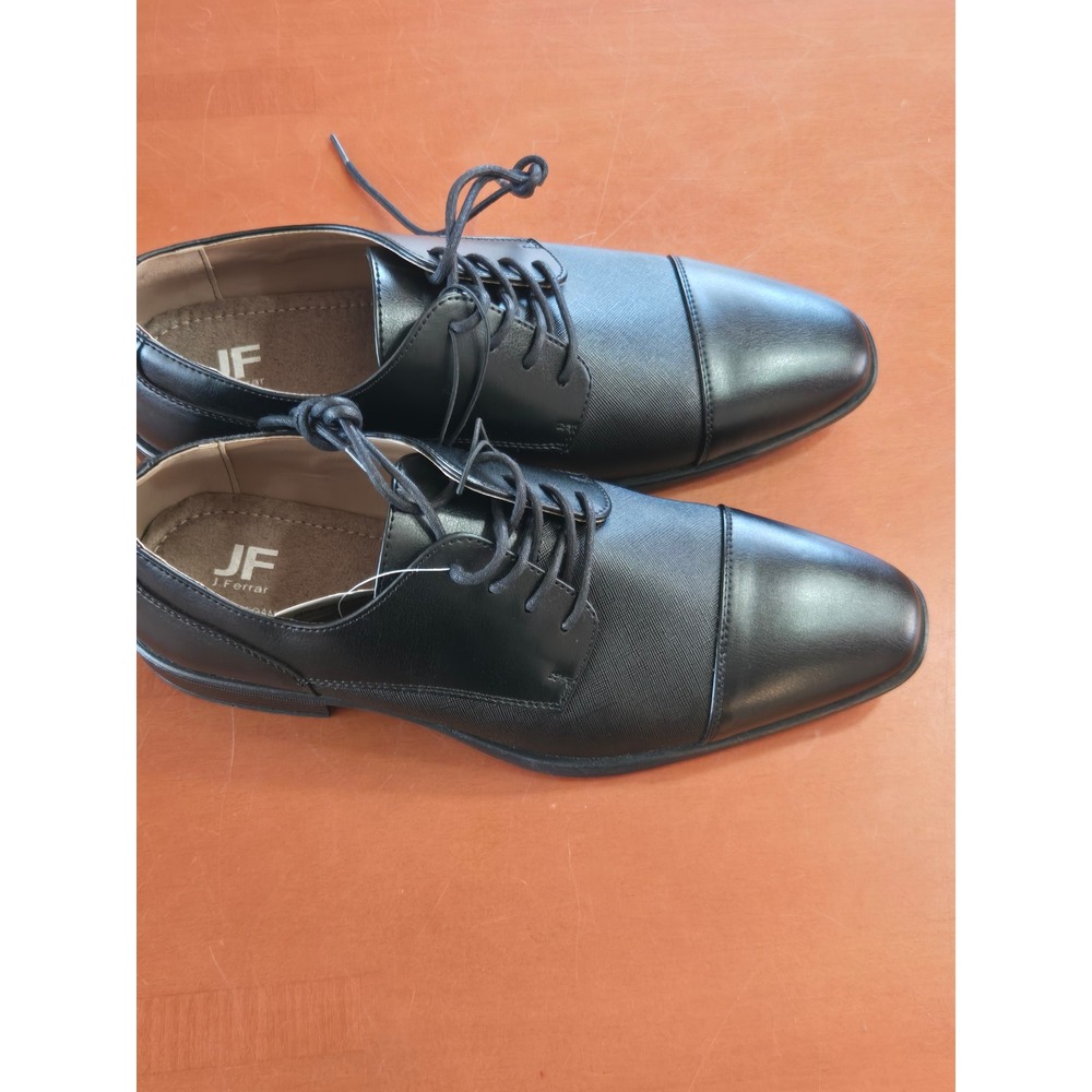 J Ferrar Mens Black Leather Lace Up Oxford Dress Shoes Memory Foam Size 9 Wide - Picture 2 of 8